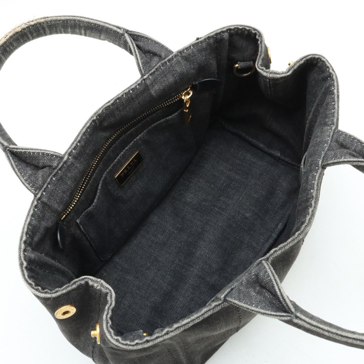 Prada Prada Prada Denim CANAPA Tote Bag B2439G Denim Tote Bag B2439G in Good Condition Size ONE SIZE - 4 Thumbnail
