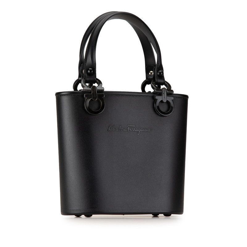 Salvatore Ferragamo Salvatore Ferragamo Salvatore Ferragamo Gancini Bucket Handbag Black Rubber Leather Plastic Handbag in Great Condition Size ONE SIZE - 2 Thumbnail