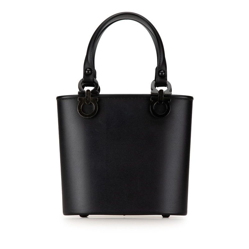 Salvatore Ferragamo Salvatore Ferragamo Salvatore Ferragamo Gancini Bucket Handbag Black Rubber Leather Plastic Handbag in Great Condition Size ONE SIZE - 3 Thumbnail