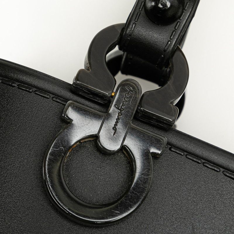 Salvatore Ferragamo Salvatore Ferragamo Salvatore Ferragamo Gancini Bucket Handbag Black Rubber Leather Plastic Handbag in Great Condition Size ONE SIZE - 5 Thumbnail