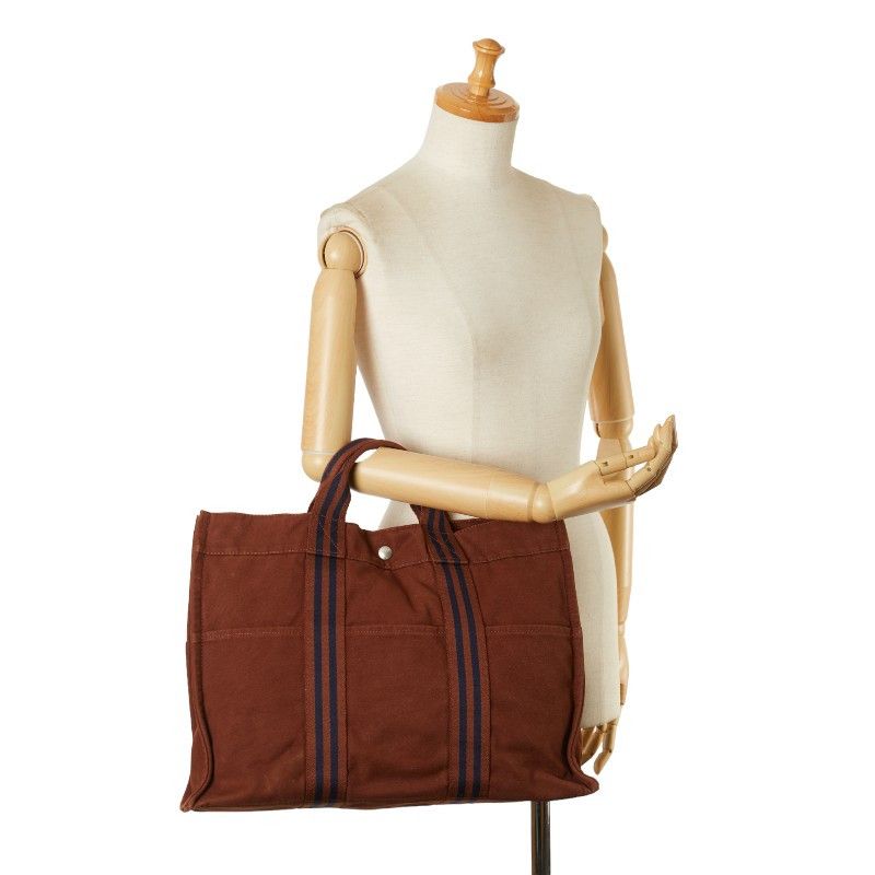 Hermes Hermes Hermes Canvas Herline MM Tote Bag Canvas Tote Bag in Very Good Condition Size ONE SIZE - 10 Thumbnail