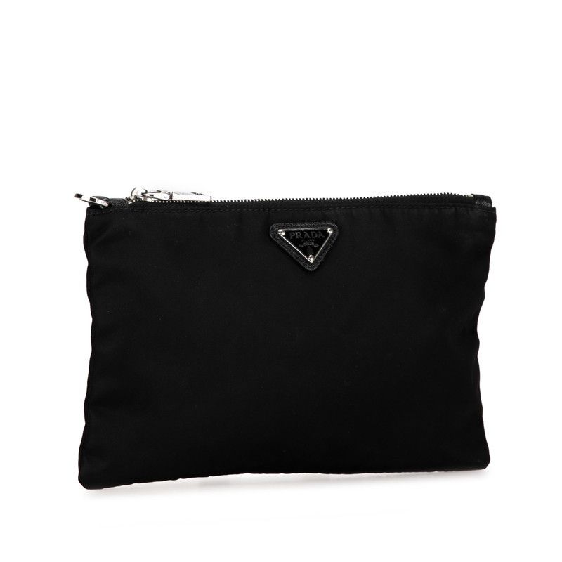 Prada Prada Prada Nylon Triangle Logo Plate Pouch Canvas Vanity Bag in Very Good Condition Size ONE SIZE - 2 Thumbnail