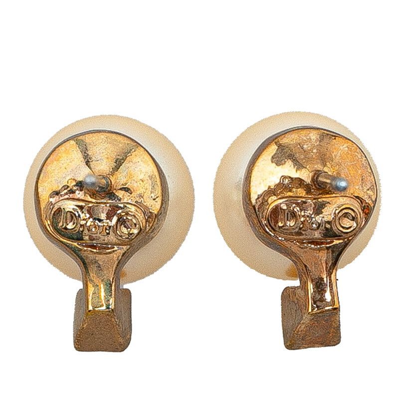 Dior Dior Dior Rhinestone Pearl Earrings Clip/Stud Plastic Earrings in Very Good Condition Size ONE SIZE - 2 Thumbnail