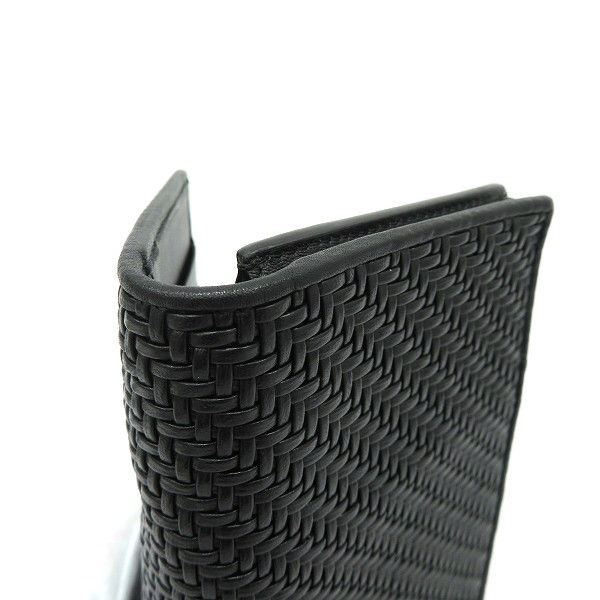 Other Other Ermenegildo Zegna Black Woven Leather Long Wallet Leather Long Wallet in Good Condition Size ONE SIZE - 3 Thumbnail