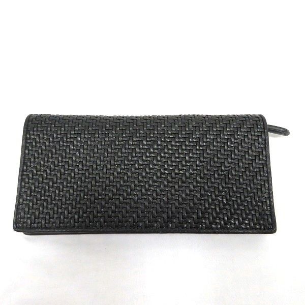 Other Other Ermenegildo Zegna Black Woven Leather Long Wallet Leather Long Wallet in Good Condition Size ONE SIZE - 9 Thumbnail