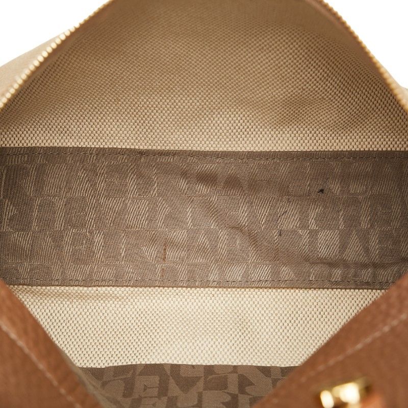 Furla Furla Furla Canvas Leather 2WAY Handbag Beige Brown Canvas Handbag in Good Condition Size ONE SIZE - 10 Thumbnail
