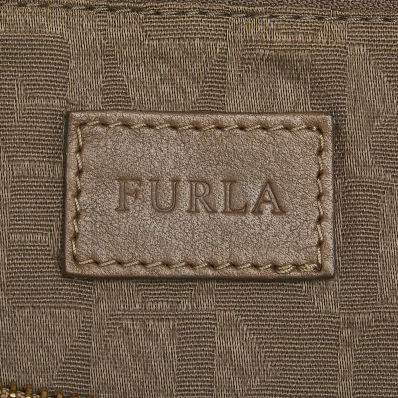 Furla Furla Furla Canvas Leather 2WAY Handbag Beige Brown Canvas Handbag in Good Condition Size ONE SIZE - 12 Thumbnail