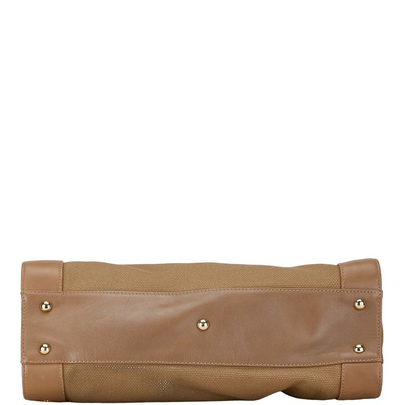 Furla Furla Furla Canvas Leather 2WAY Handbag Beige Brown Canvas Handbag in Good Condition Size ONE SIZE - 5 Thumbnail