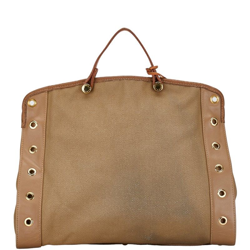 Furla Furla Furla Canvas Leather 2WAY Handbag Beige Brown Canvas Handbag in Good Condition Size ONE SIZE - 4 Thumbnail