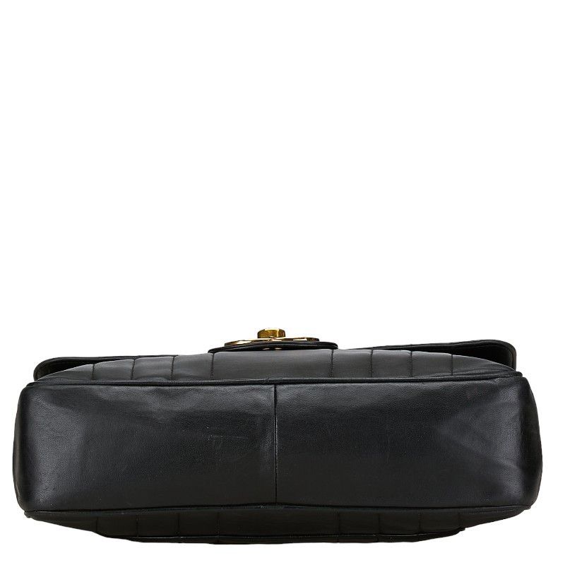 Chanel Chanel Chanel Mademoiselle Coco Mark Double Flap Chain Shoulder Bag Black Lambskin Leather Shoulder Bag in Very Good Condition Size ONE SIZE - 4 Thumbnail