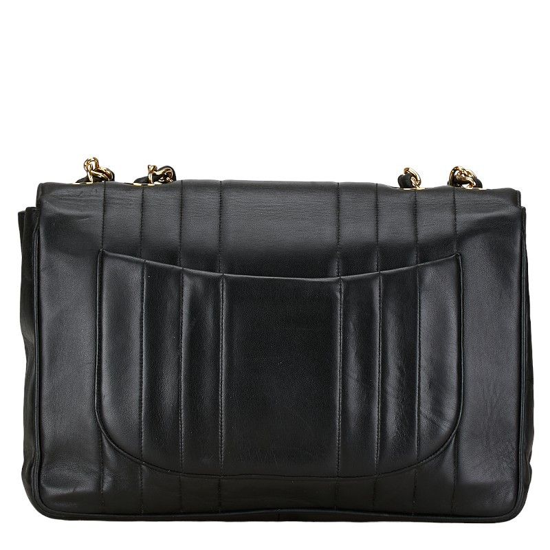 Chanel Chanel Chanel Mademoiselle Coco Mark Double Flap Chain Shoulder Bag Black Lambskin Leather Shoulder Bag in Very Good Condition Size ONE SIZE - 3 Thumbnail