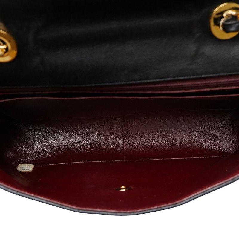 Chanel Chanel Chanel Mademoiselle Coco Mark Double Flap Chain Shoulder Bag Black Lambskin Leather Shoulder Bag in Very Good Condition Size ONE SIZE - 7 Thumbnail
