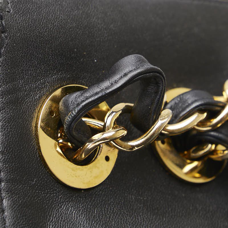 Chanel Chanel Chanel Mademoiselle Coco Mark Double Flap Chain Shoulder Bag Black Lambskin Leather Shoulder Bag in Very Good Condition Size ONE SIZE - 6 Thumbnail