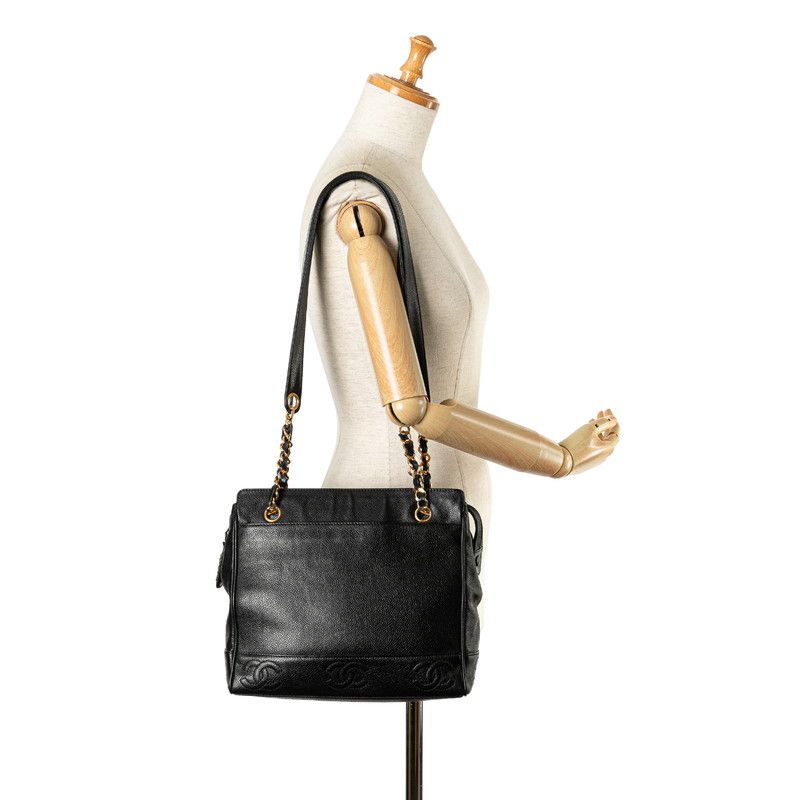 Chanel Chanel Chanel Triple Coco Mark Chain Tote Bag Caviar Skin Leather Shoulder Bag in Very Good Condition Size ONE SIZE - 10 Thumbnail