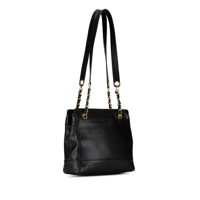 Chanel Chanel Chanel Triple Coco Mark Chain Tote Bag Caviar Skin Leather Shoulder Bag in Very Good Condition Size ONE SIZE - 2 Thumbnail