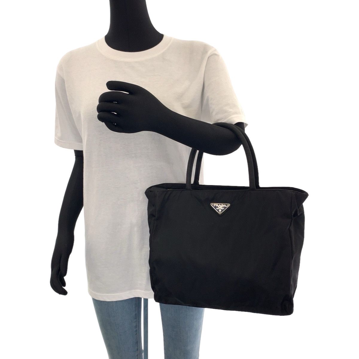 Prada Prada Prada Nylon Tessuto Triangle Logo Plate Tote Bag B7314 Canvas Tote Bag B7314 in Very Good Condition Size ONE SIZE - 7 Thumbnail