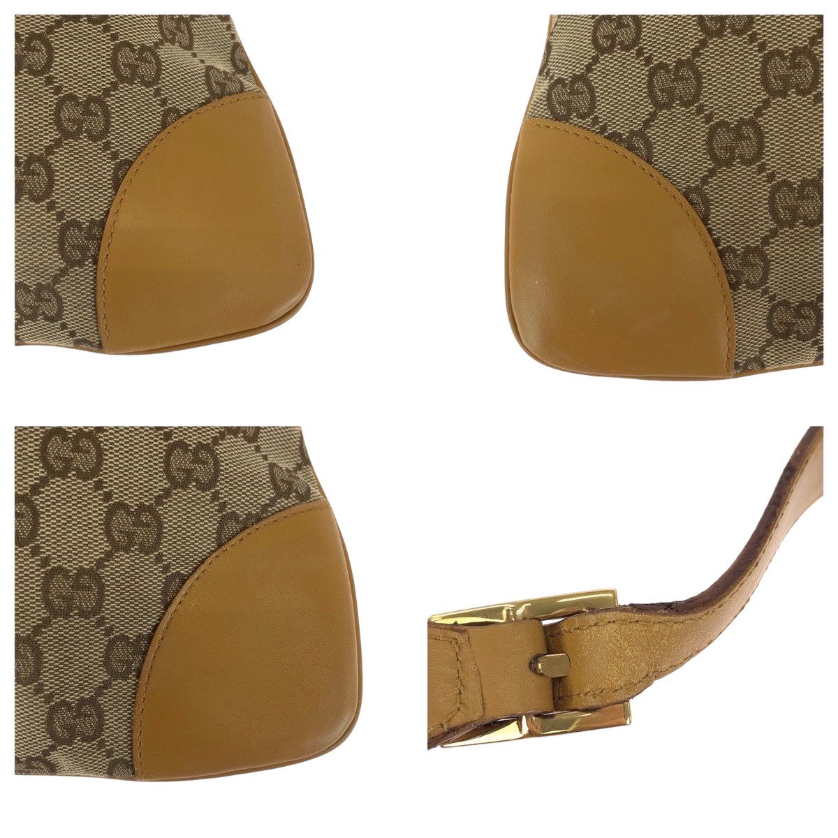 Gucci Gucci Gucci Jackie Beige Brown GG Canvas Shoulder Bag Canvas Shoulder Bag 0014057 in Very Good Condition Size ONE SIZE - 6 Thumbnail
