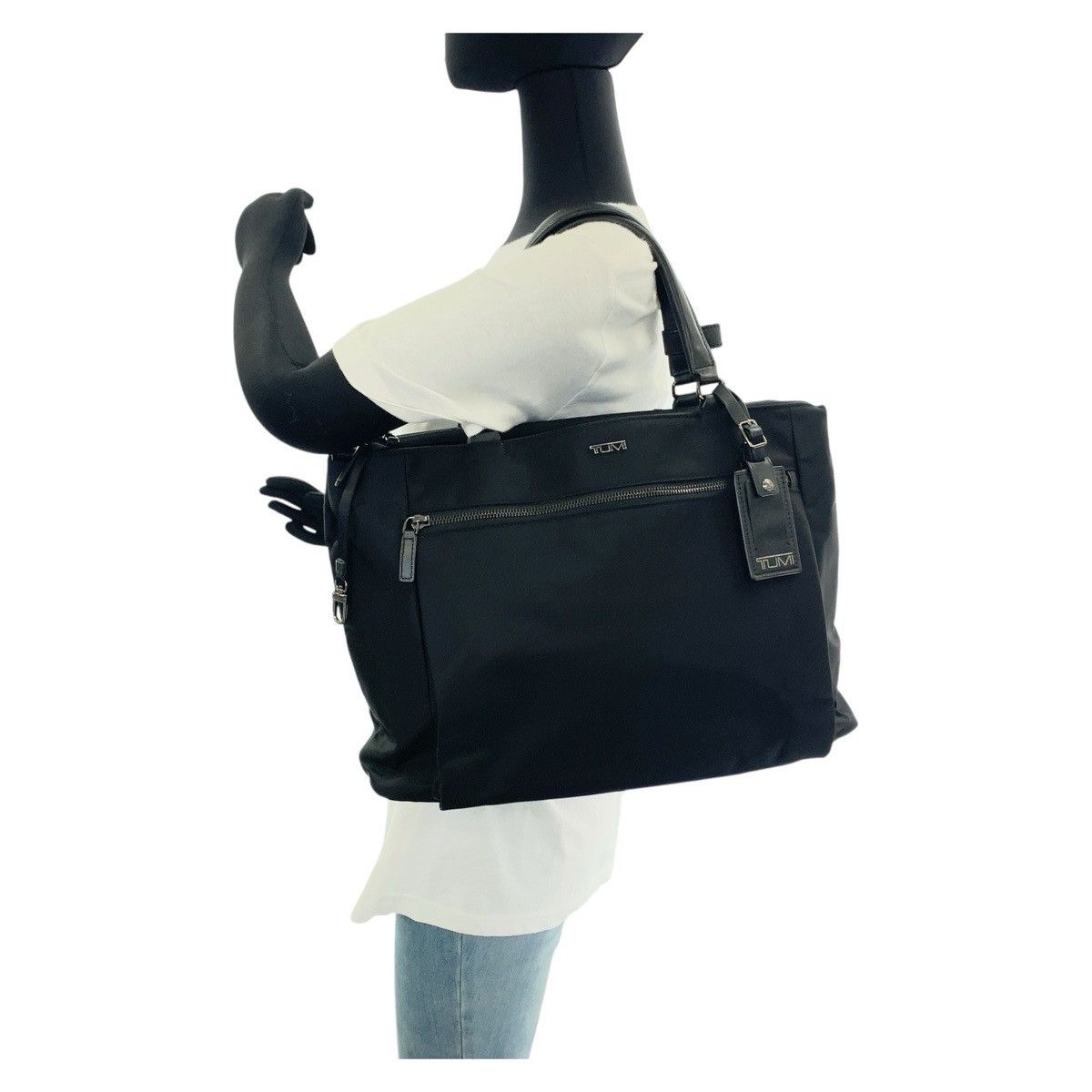 Other Other TUMI Nylon Cheryl Tote Bag Black Silver Hardware Canvas Tote Bag in Very Good Condition Size ONE SIZE - 7 Thumbnail