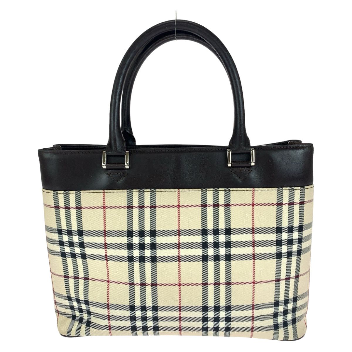 Burberry Burberry Burberry Checkered Canvas/Leather Tote Bag Canvas Tote Bag in Very Good Condition Size ONE SIZE - 2 Thumbnail