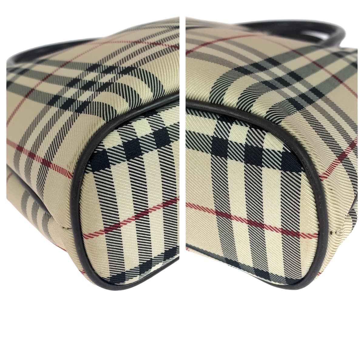 Burberry Burberry Burberry Checkered Canvas/Leather Tote Bag Canvas Tote Bag in Very Good Condition Size ONE SIZE - 3 Thumbnail