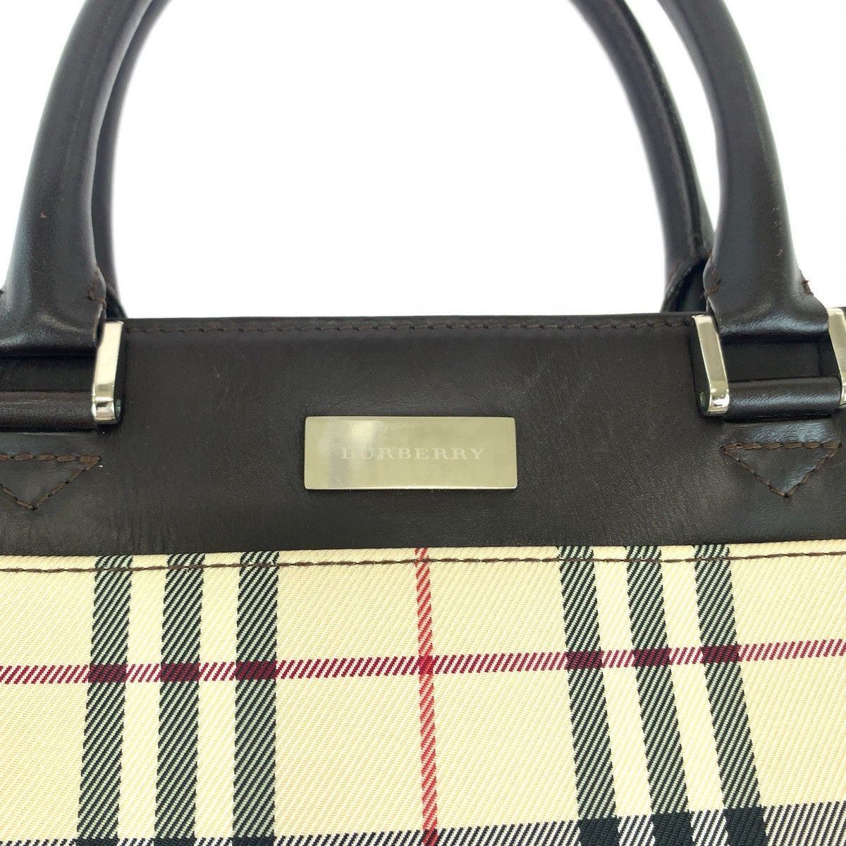 Burberry Burberry Burberry Checkered Canvas/Leather Tote Bag Canvas Tote Bag in Very Good Condition Size ONE SIZE - 4 Thumbnail