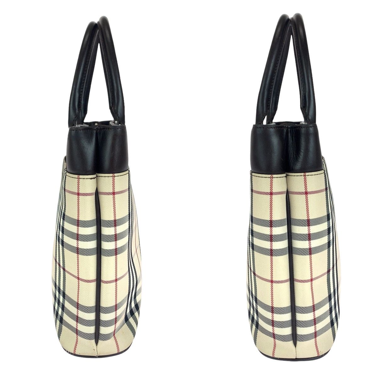 Burberry Burberry Burberry Checkered Canvas/Leather Tote Bag Canvas Tote Bag in Very Good Condition Size ONE SIZE - 8 Thumbnail