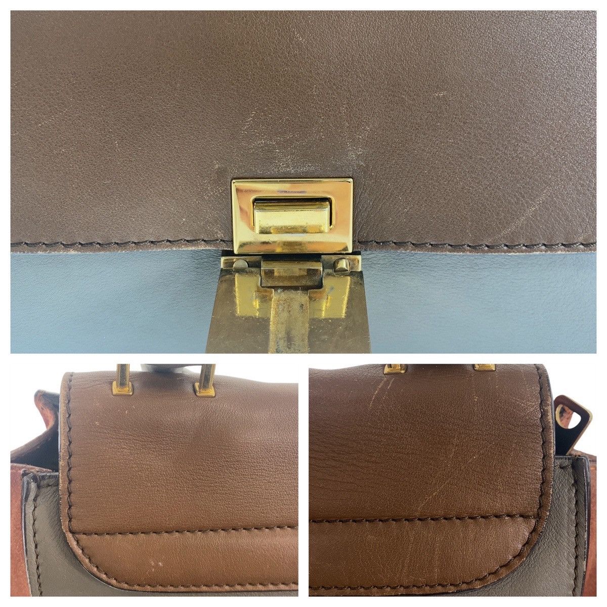 Celine Celine Celine Trapeze Leather Suede Handbag Brown Gray Gold Hardware Leather Handbag in Very Good Condition Size ONE SIZE - 7 Thumbnail