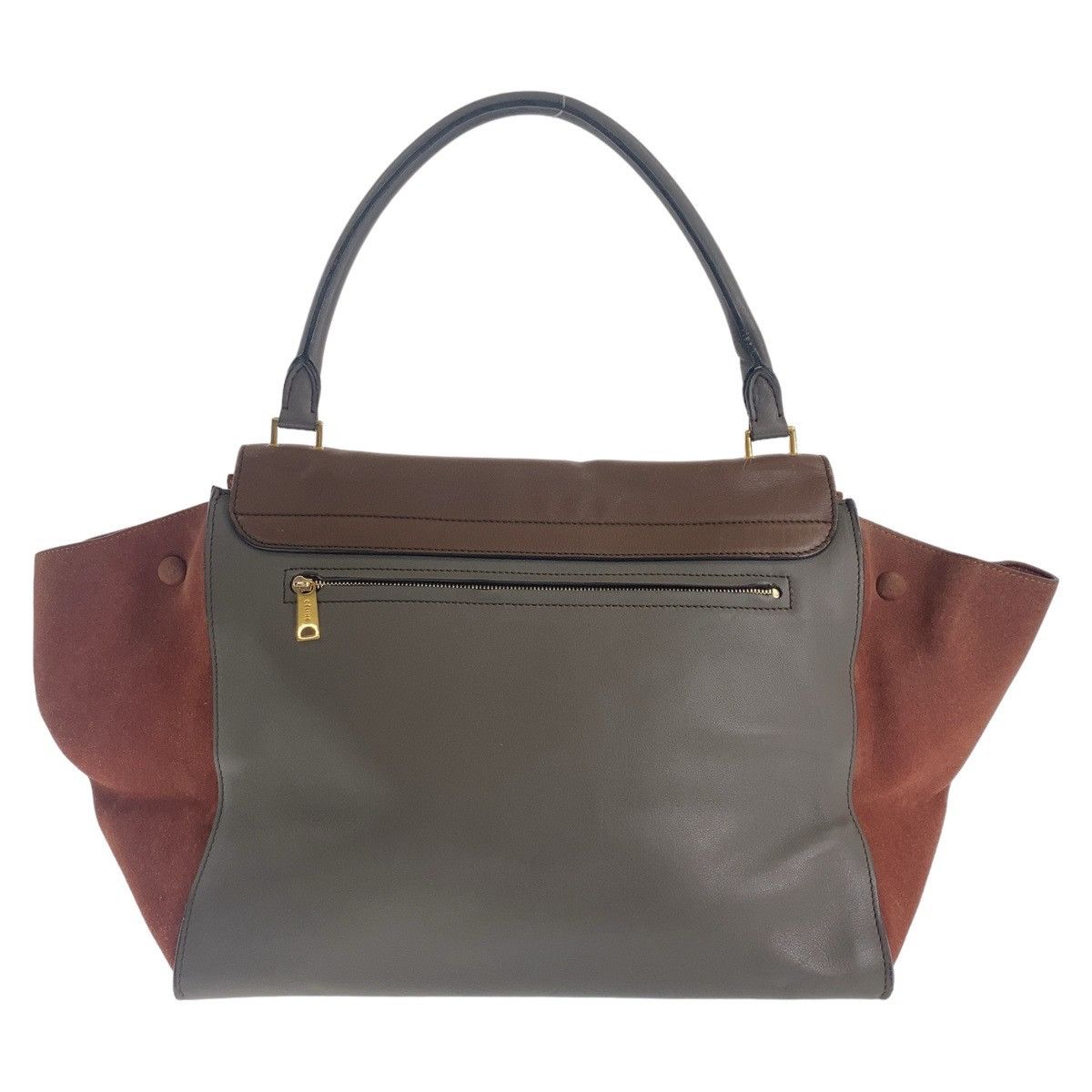 Celine Celine Celine Trapeze Leather Suede Handbag Brown Gray Gold Hardware Leather Handbag in Very Good Condition Size ONE SIZE - 2 Thumbnail
