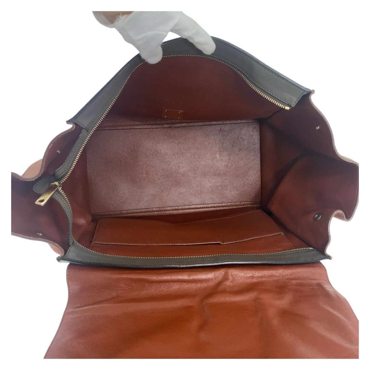 Celine Celine Celine Trapeze Leather Suede Handbag Brown Gray Gold Hardware Leather Handbag in Very Good Condition Size ONE SIZE - 3 Thumbnail