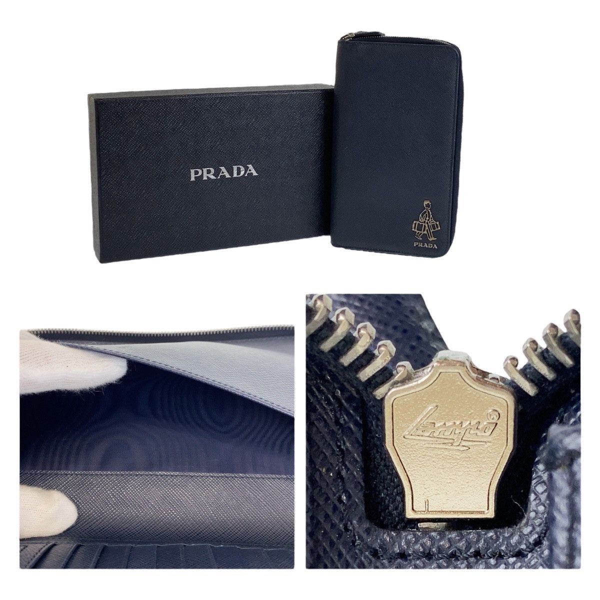 Prada Prada Prada Saffiano Leather Long Wallet Navy Gold Hardware Leather Long Wallet in Great Condition Size ONE SIZE - 10 Thumbnail