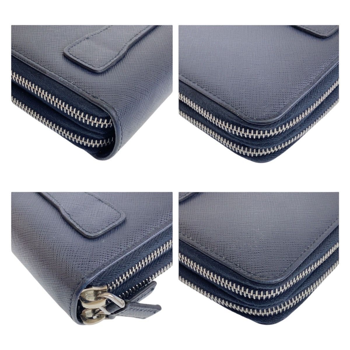Prada Prada Prada Saffiano Leather Long Wallet Navy Gold Hardware Leather Long Wallet in Great Condition Size ONE SIZE - 4 Thumbnail