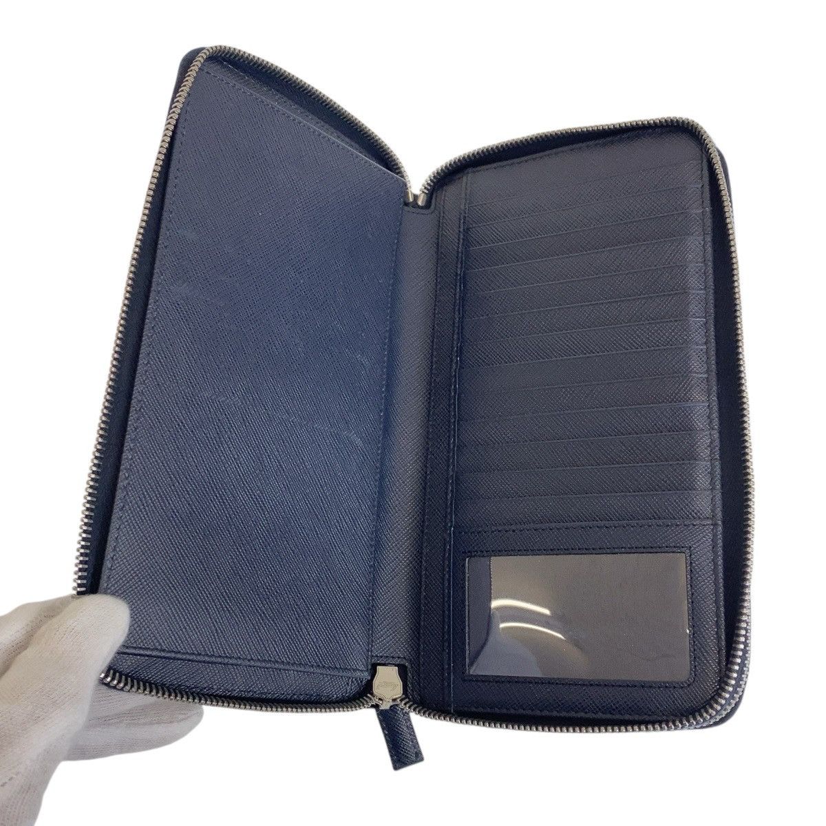 Prada Prada Prada Saffiano Leather Long Wallet Navy Gold Hardware Leather Long Wallet in Great Condition Size ONE SIZE - 5 Thumbnail