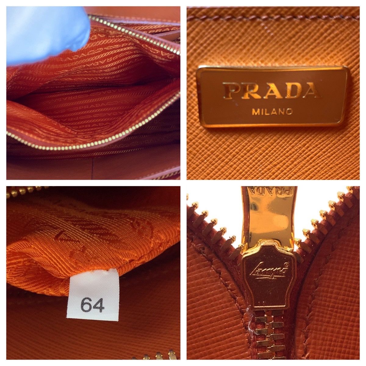 Prada Prada Prada Saffiano Leather Handbag with Triangle Logo Plate Leather Handbag 407761 in Very Good Condition Size ONE SIZE - 6 Thumbnail