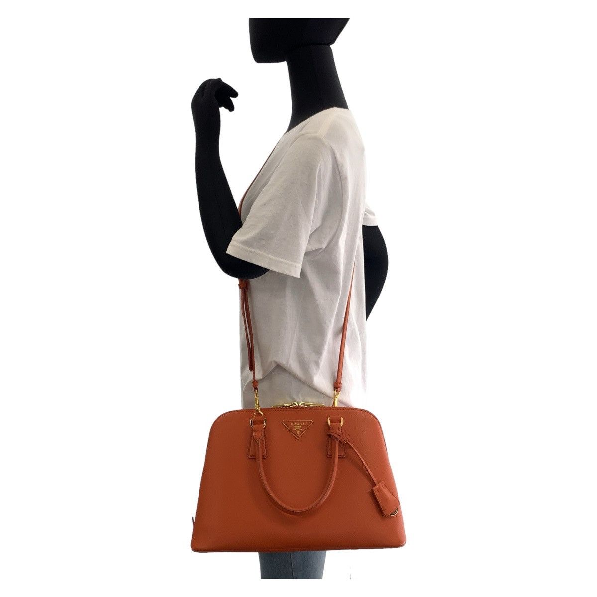 Prada Prada Prada Saffiano Leather Handbag with Triangle Logo Plate Leather Handbag 407761 in Very Good Condition Size ONE SIZE - 9 Thumbnail