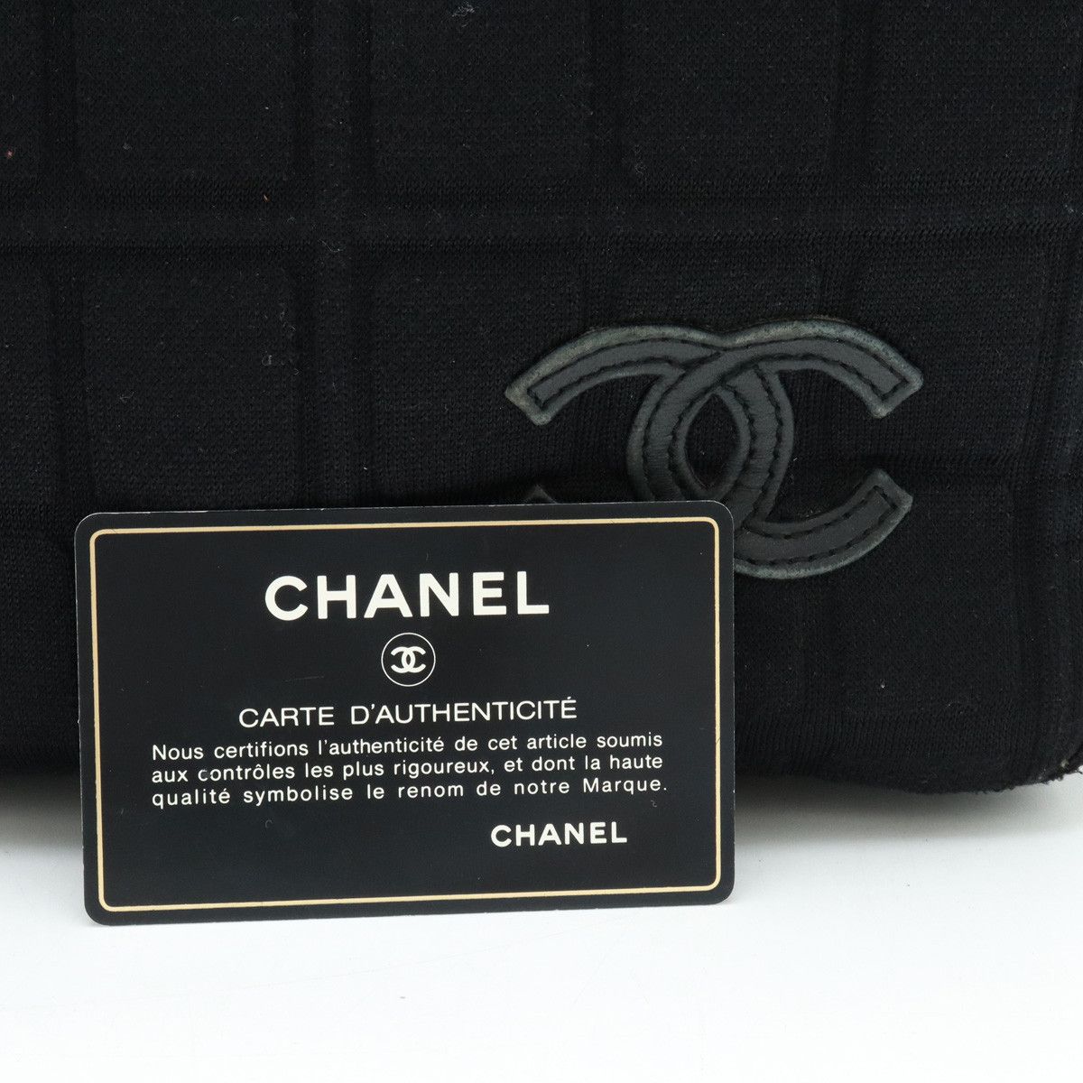 Chanel Chanel Chanel Cotton Jersey/Leather Chocolate Bar Chain Tote Bag Shoulder Bag Canvas Shoulder Bag in Good Condition Size ONE SIZE - 9 Thumbnail