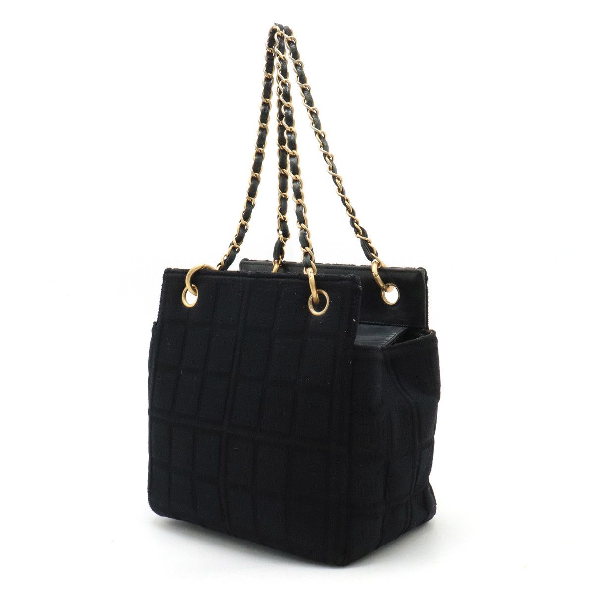 Chanel Chanel Chanel Cotton Jersey/Leather Chocolate Bar Chain Tote Bag Shoulder Bag Canvas Shoulder Bag in Good Condition Size ONE SIZE - 2 Thumbnail