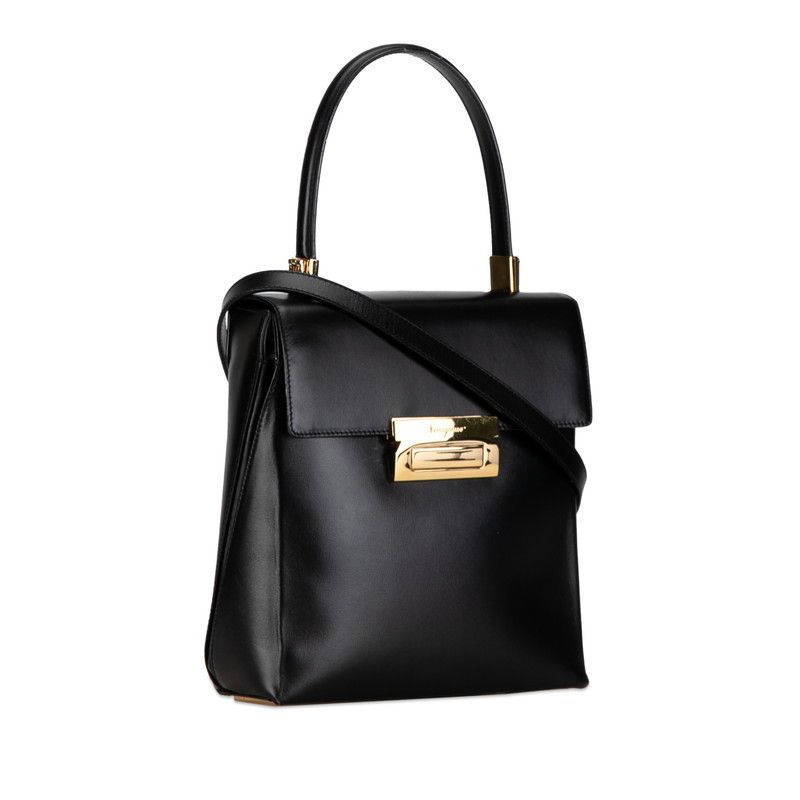 Salvatore Ferragamo Salvatore Ferragamo Salvatore Ferragamo Leather 2WAY Handbag AQ-21 8739 Black Leather Handbag AQ-21 8739 in Very Good Condition Size ONE SIZE - 3 Thumbnail