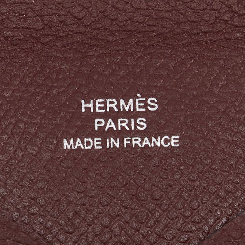 Hermes Hermes Hermes Calvi Card Case Coin Case Rouge Ash Wine Red Leather Card Case in Great Condition Size ONE SIZE - 8 Thumbnail