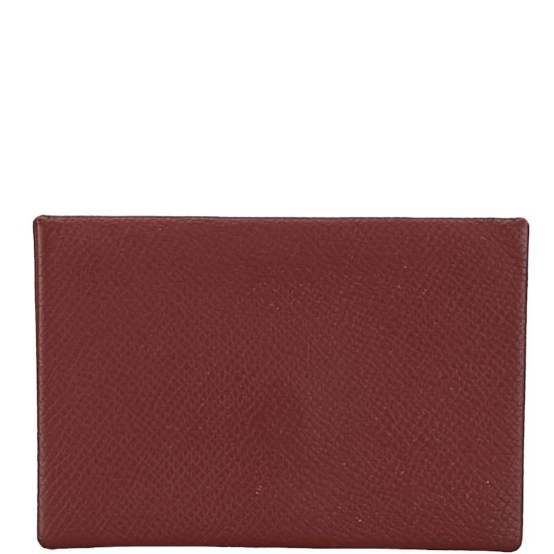 Hermes Hermes Hermes Calvi Card Case Coin Case Rouge Ash Wine Red Leather Card Case in Great Condition Size ONE SIZE - 3 Thumbnail