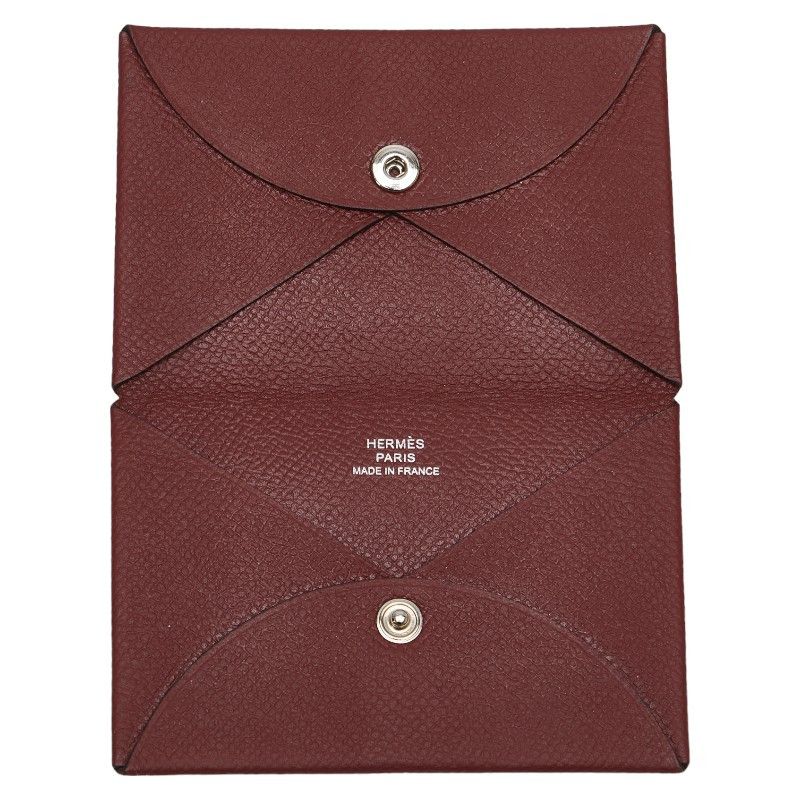 Hermes Hermes Hermes Calvi Card Case Coin Case Rouge Ash Wine Red Leather Card Case in Great Condition Size ONE SIZE - 5 Thumbnail