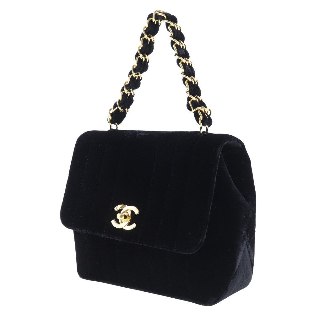 Chanel Chanel Vertical Quilt Velour Handbag Cotton Handbag in Very Good Condition Size ONE SIZE - 2 Thumbnail