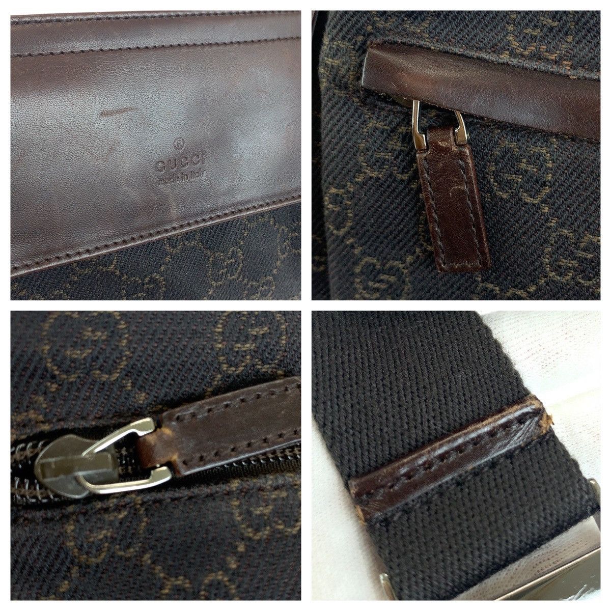 Gucci Gucci Gucci GG Canvas Leather Brown Silver Hardware Waist Bag Canvas Belt Bag 28566 in Very Good Condition Size ONE SIZE - 7 Thumbnail