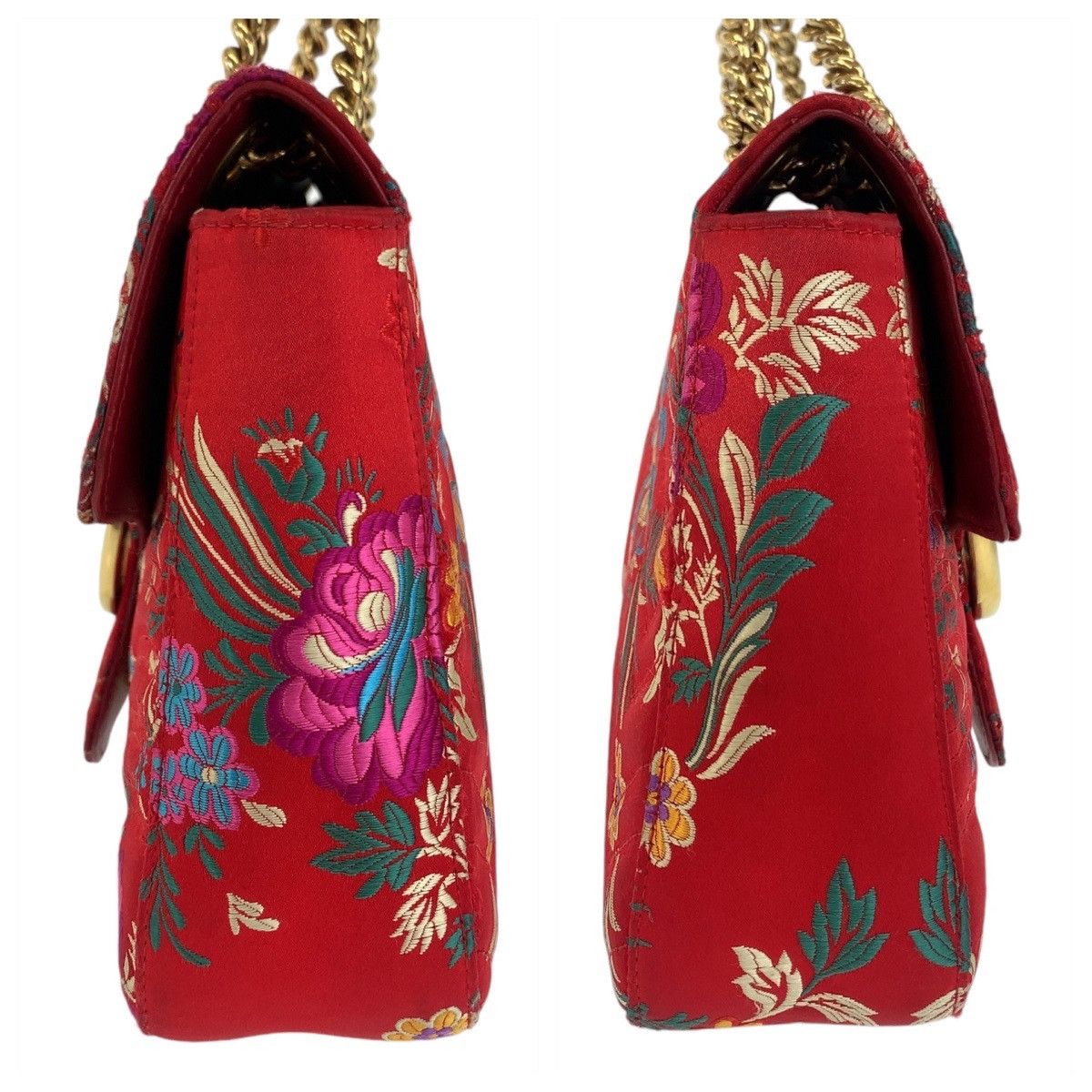 Gucci Gucci Gucci GG Marmont Red Satin Shoulder Bag 443496 Canvas Crossbody Bag 443496 in Very Good Condition Size ONE SIZE - 5 Thumbnail