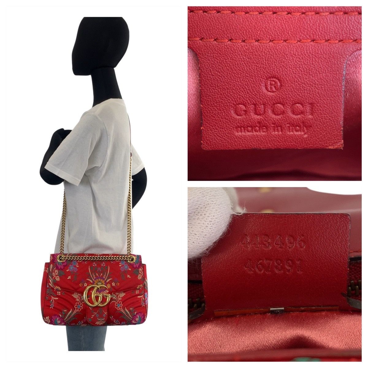 Gucci Gucci Gucci GG Marmont Red Satin Shoulder Bag 443496 Canvas Crossbody Bag 443496 in Very Good Condition Size ONE SIZE - 10 Thumbnail