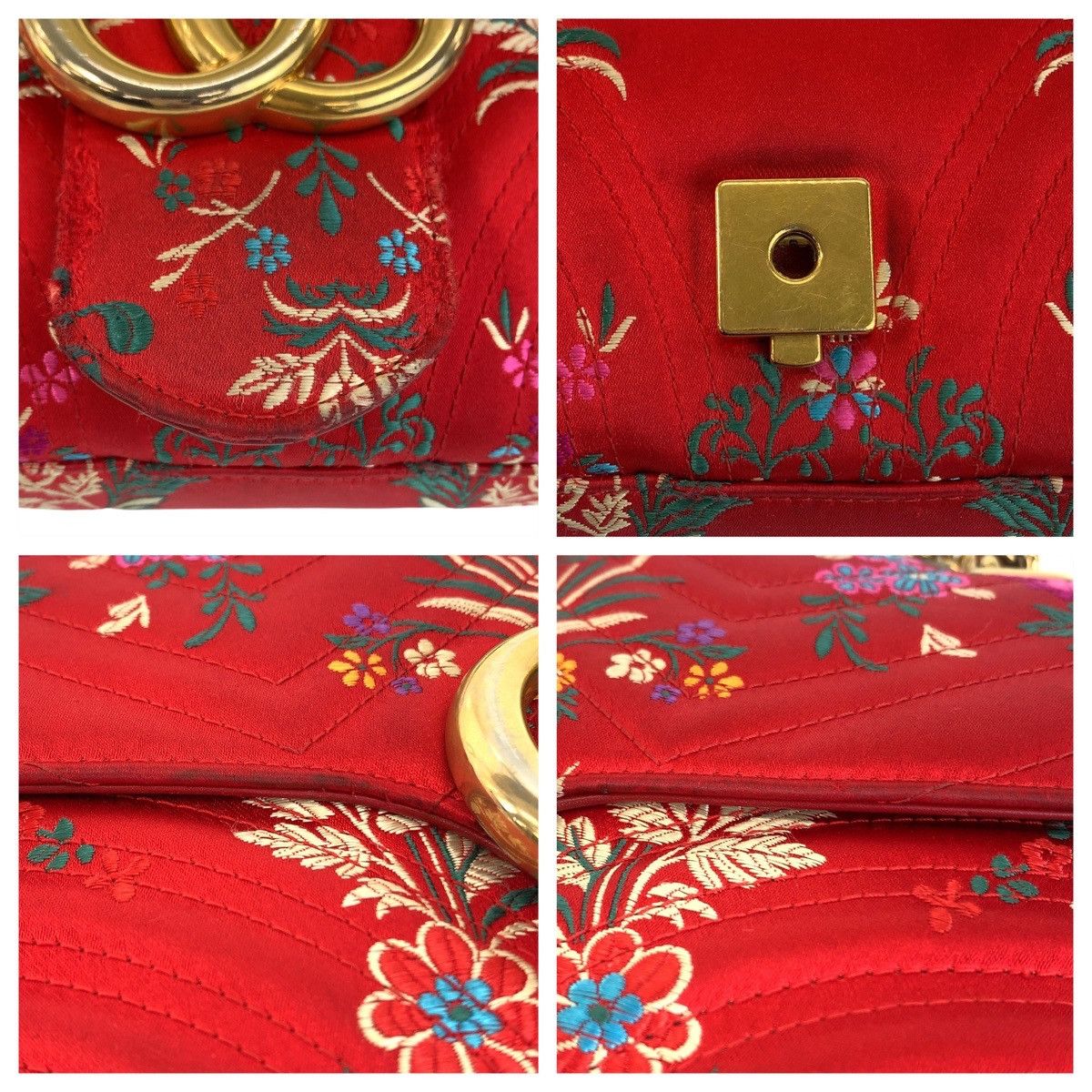 Gucci Gucci Gucci GG Marmont Red Satin Shoulder Bag 443496 Canvas Crossbody Bag 443496 in Very Good Condition Size ONE SIZE - 7 Thumbnail
