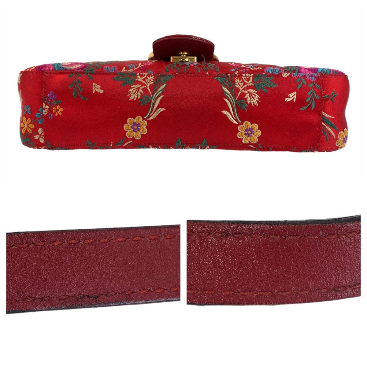 Gucci Gucci Gucci GG Marmont Red Satin Shoulder Bag 443496 Canvas Crossbody Bag 443496 in Very Good Condition Size ONE SIZE - 9 Thumbnail