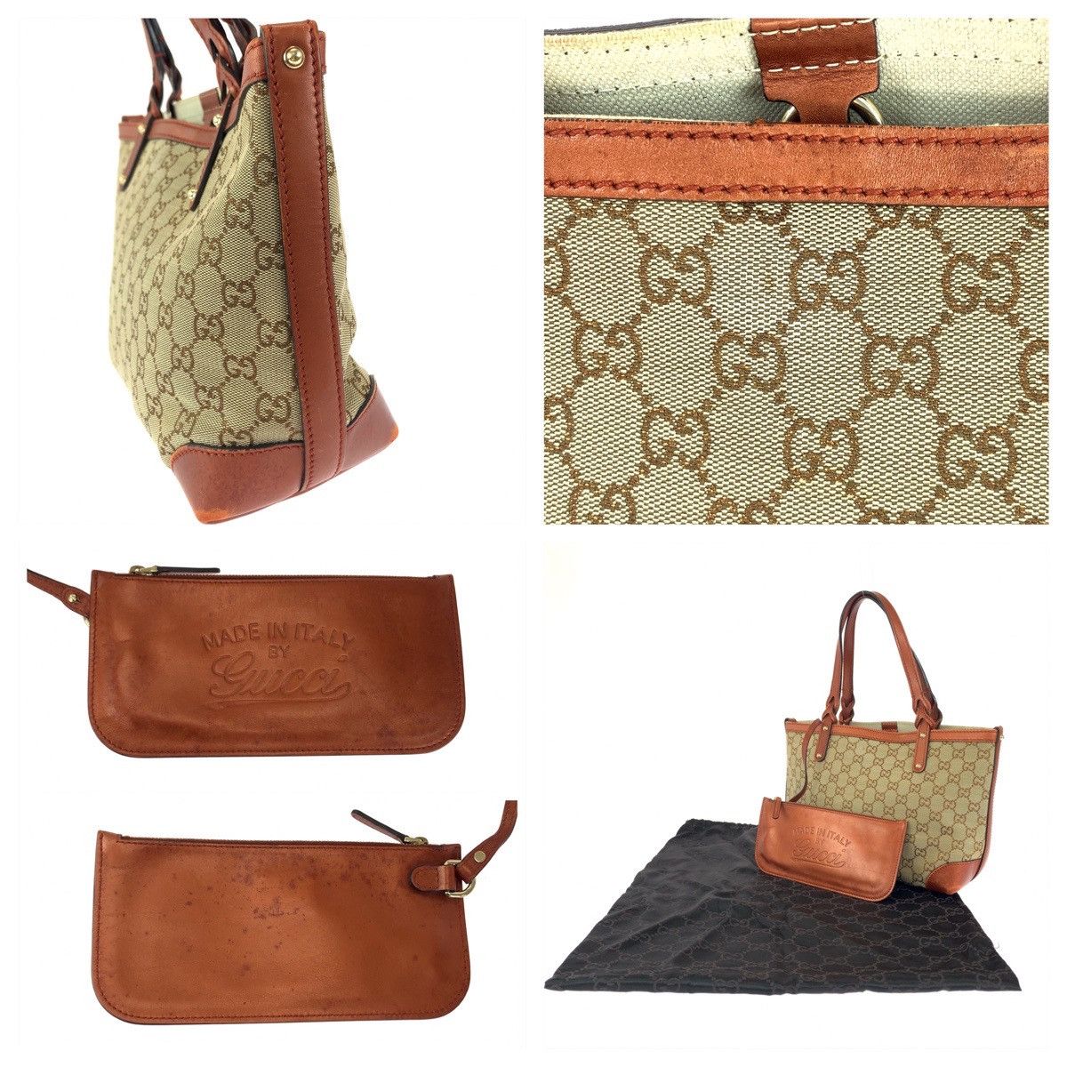 Gucci Gucci Gucci Diamante Brown Gold Hardware GG Canvas Tote Shoulder Bag Canvas Tote Bag 269878 in Very Good Condition Size ONE SIZE - 6 Thumbnail