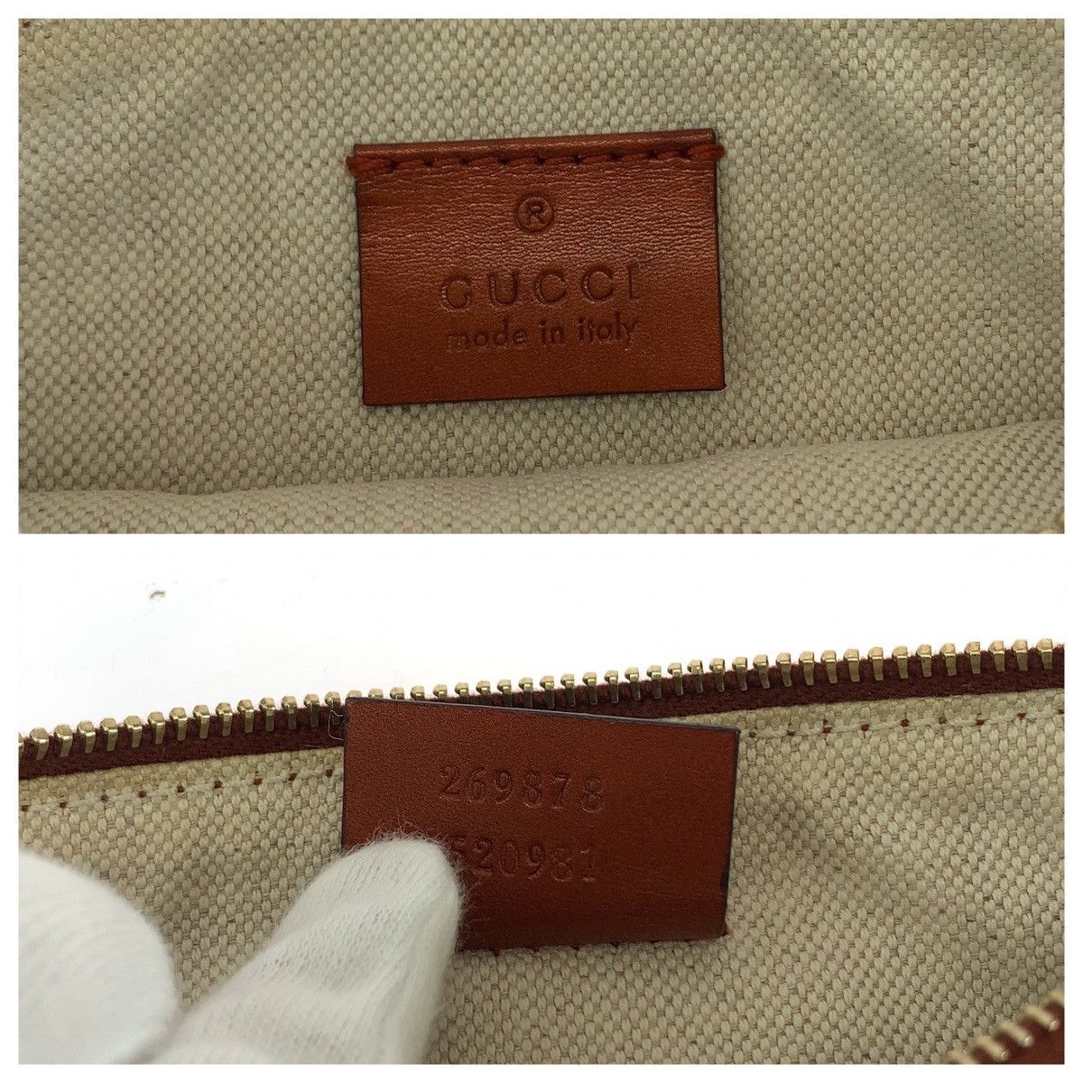 Gucci Gucci Gucci Diamante Brown Gold Hardware GG Canvas Tote Shoulder Bag Canvas Tote Bag 269878 in Very Good Condition Size ONE SIZE - 4 Thumbnail