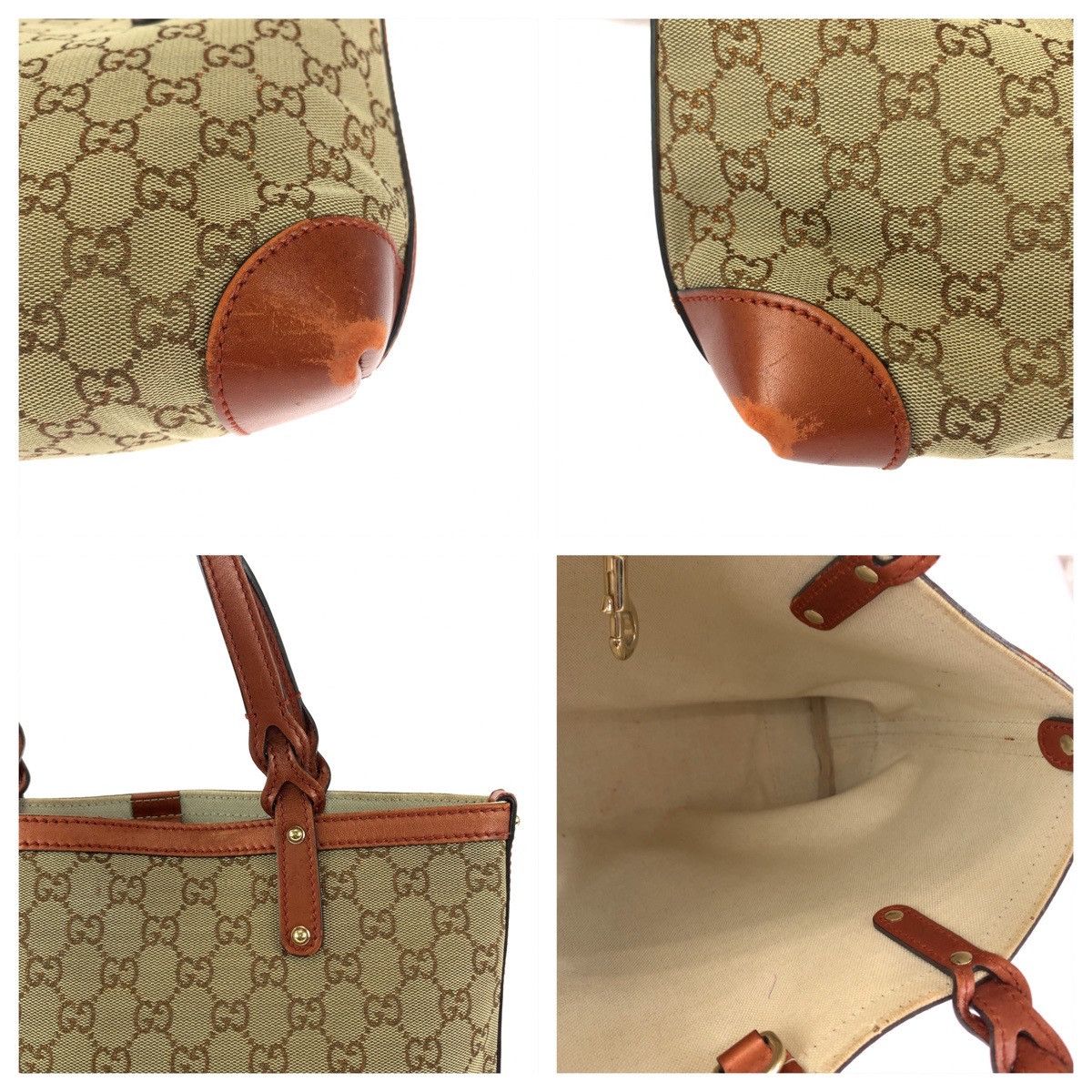 Gucci Gucci Gucci Diamante Brown Gold Hardware GG Canvas Tote Shoulder Bag Canvas Tote Bag 269878 in Very Good Condition Size ONE SIZE - 5 Thumbnail
