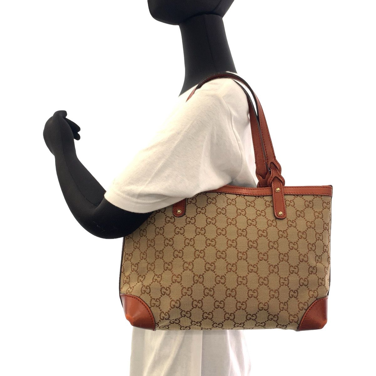Gucci Gucci Gucci Diamante Brown Gold Hardware GG Canvas Tote Shoulder Bag Canvas Tote Bag 269878 in Very Good Condition Size ONE SIZE - 7 Thumbnail
